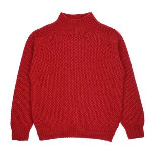 Like new - Red orange basket weave moss stitch sweater Jumper Harley of Scotland